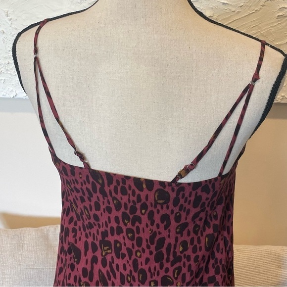 & Other Stories Womens Button Front Mini Dress Maroon Animal Leopard Print Sz 2 - Picture 4 of 7
